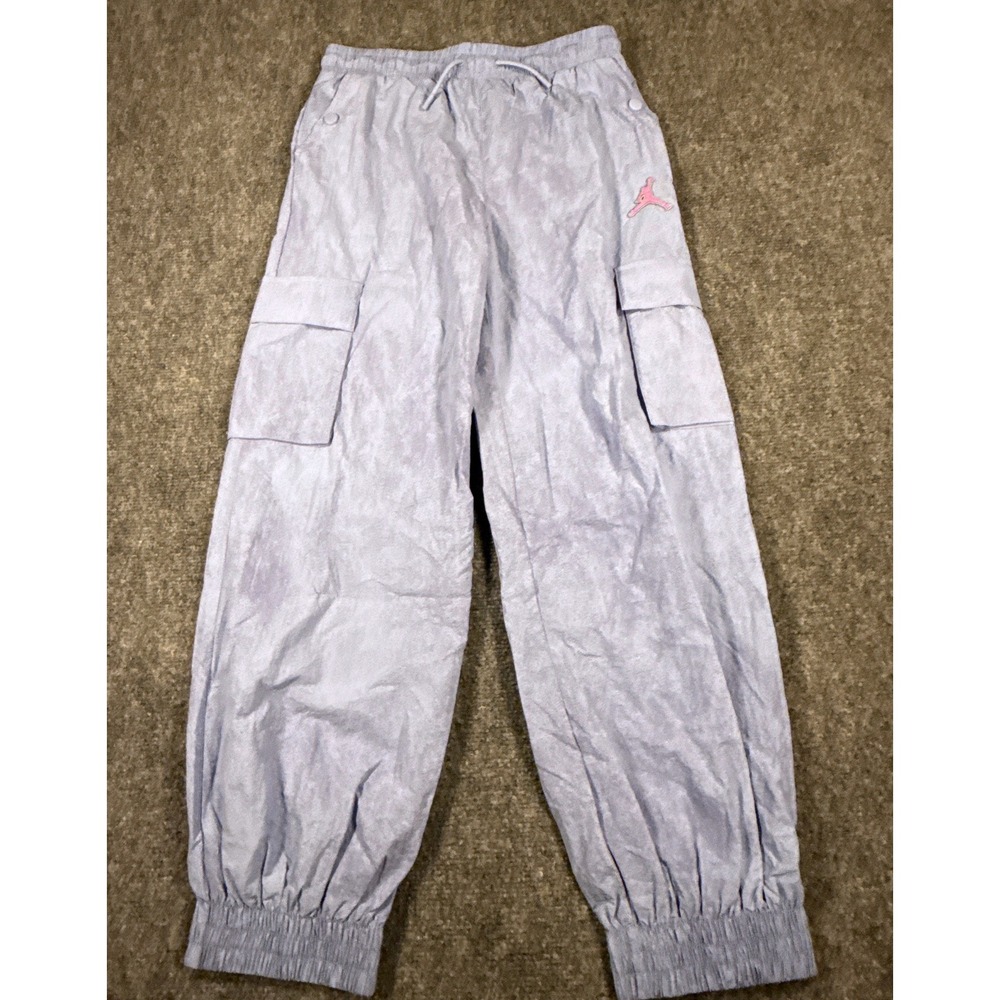 Jordan Girls Large 12-13 Years Blue Pink Glitter Jumpman Cargo Jogger Pants NWT